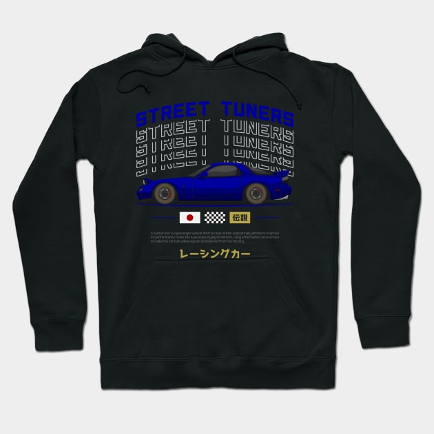 Midnight Racer Blue FD3S RX7 JDM Hoodie by GoldenTuners